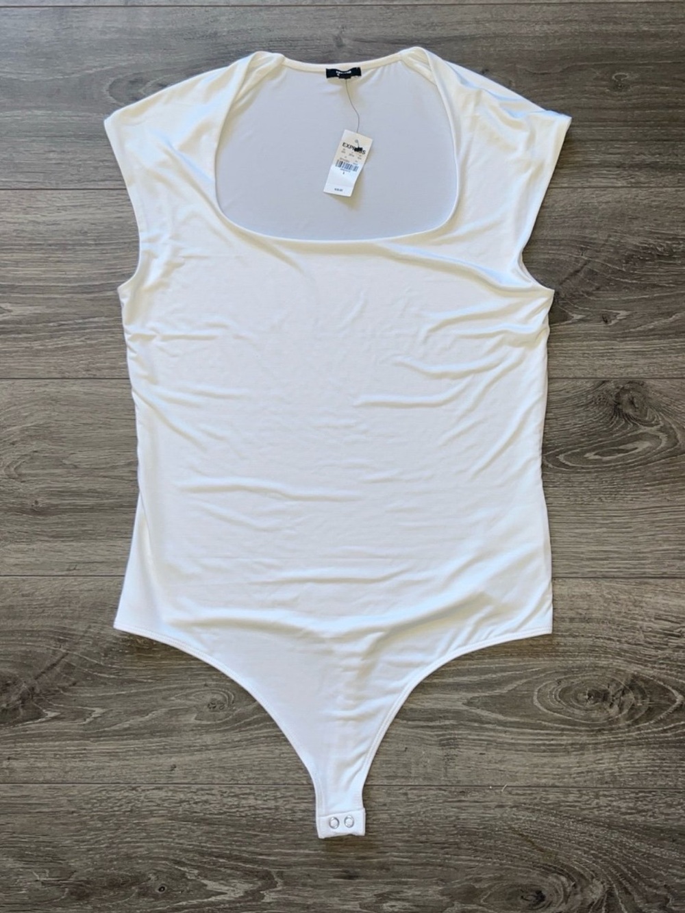 NWT Express White Sheer Scoop Neck Bodysuit